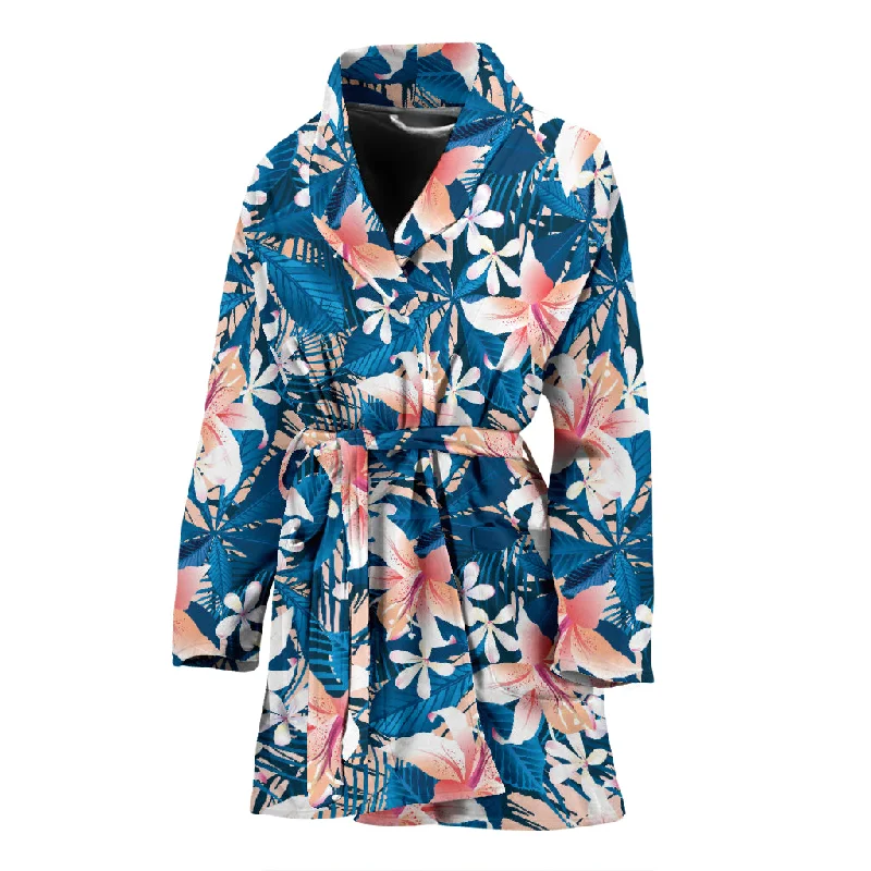 Hibiscus Pattern Print Design 02 Women's Bathrobe