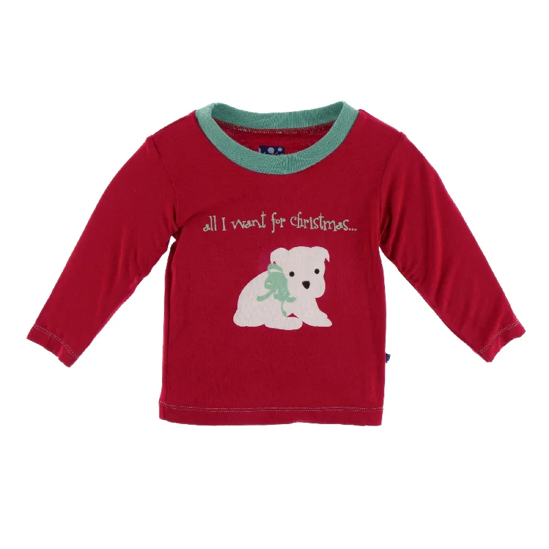 Kickee Pants Crew Neck Tee - All I Want for Christmas Crimson PuppyCrewnecksweater