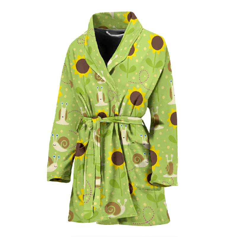 Snail Pattern Print Design 01 Women's Bathrobe