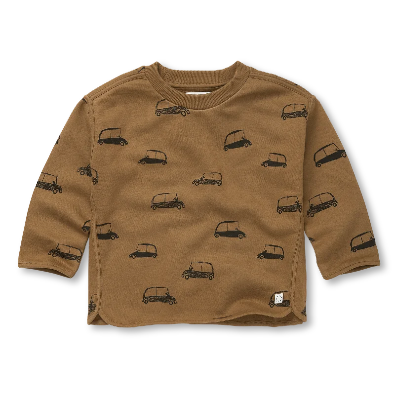 Quilted SweatshirtsSproet & Sprout Mustard Sweatshirt Loose Oldtimer Print