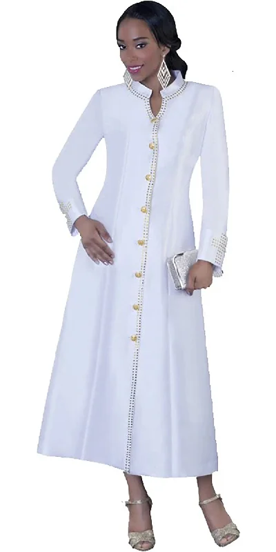 Tally Taylor - 4445 - White - Rhinestone Embellished Clergy Robe