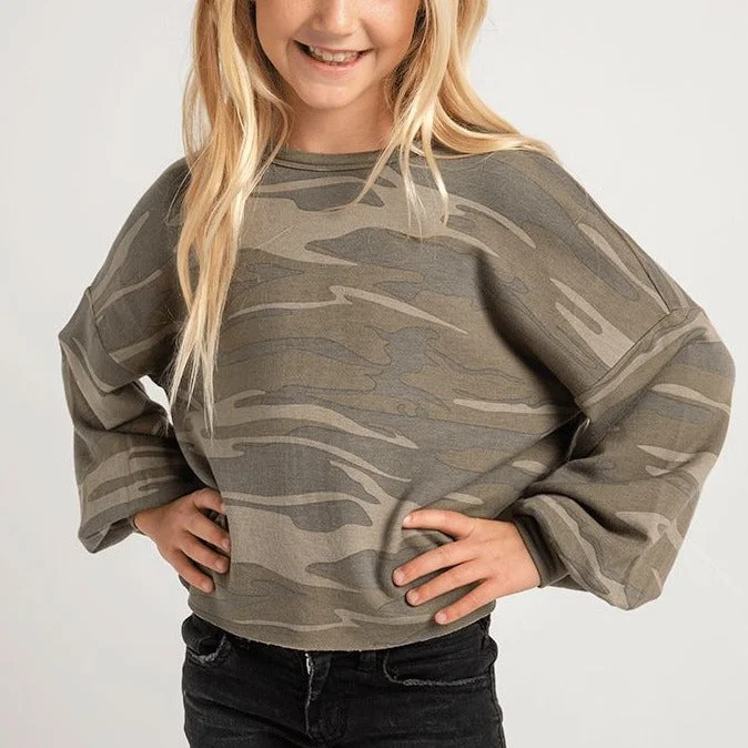 Thermal HoodiesZ Supply Girls Mayori Camo Sweatshirt - Camo Green